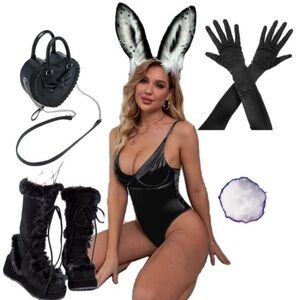 Shiny Black Bodysuit with Underwire 🐰